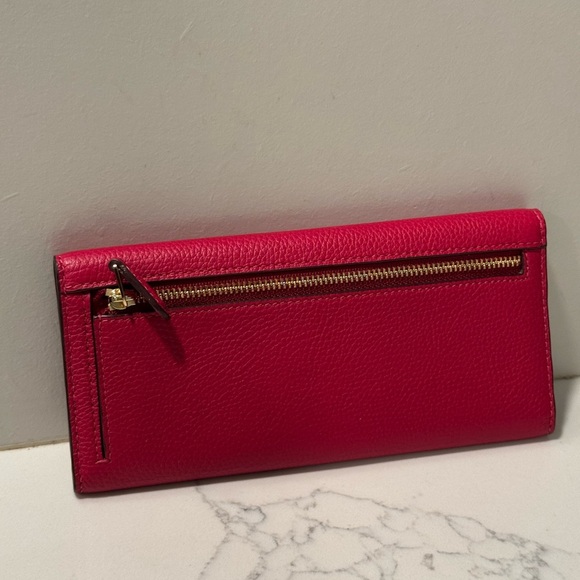Coach Cherry Red and Gold Soft Leather Trifold - Picture 4 of 16